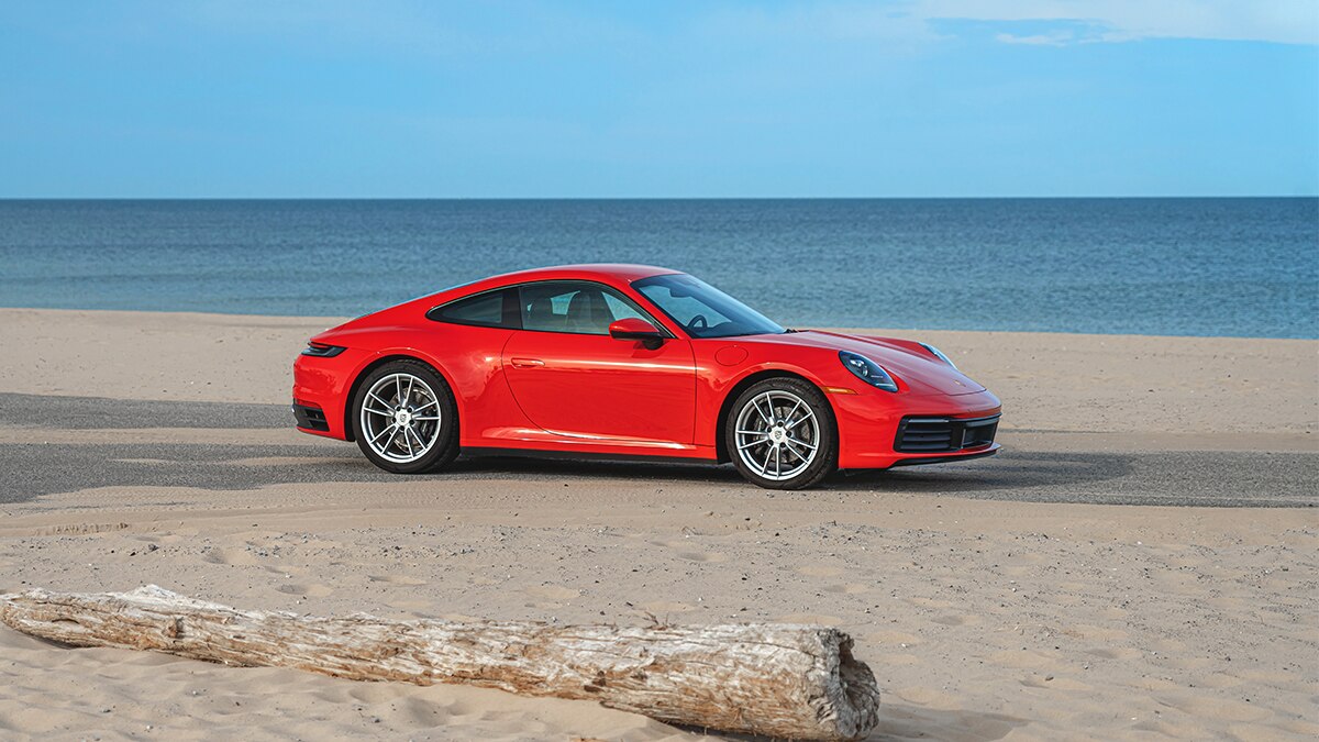 2024 Porsche 911 Carrera in red.